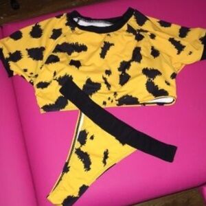 Yellow and Black Animal Print Bikini Set